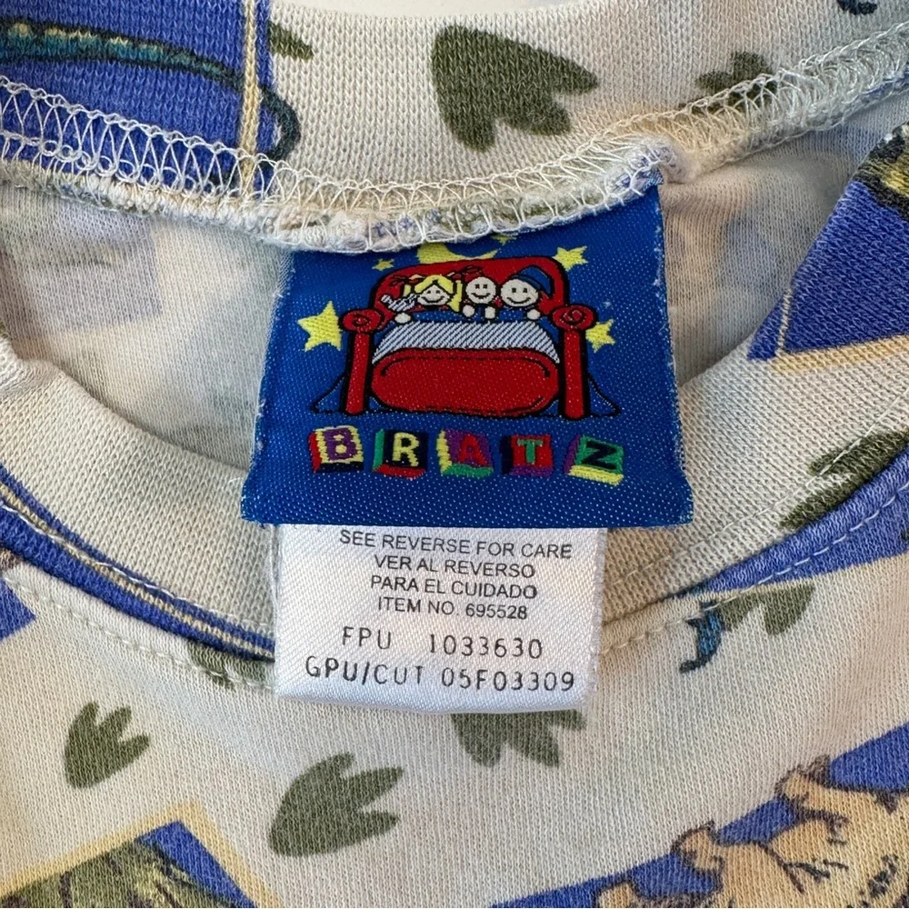 VTG BRATZ 80s 90s Dinos Geometric Long Sleeve‎ Shirt Unisex Kids 7